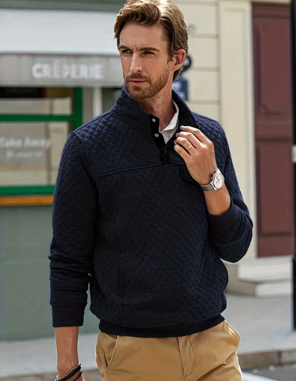 Men's Black Stand Collar Jumper – Stylish Sweater for Casual and Formal Wear