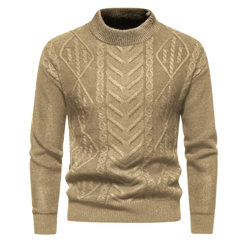 Men's Knit Stand Collar Jumper – Stylish Warm Sweater for Casual Wear