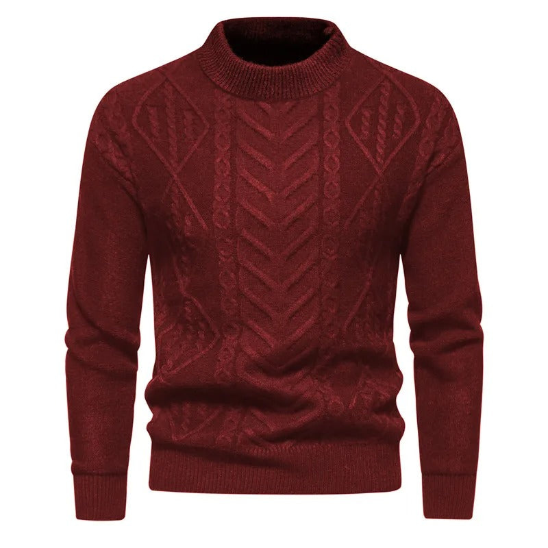 Men's Knit Stand Collar Jumper – Stylish Warm Sweater for Casual Wear