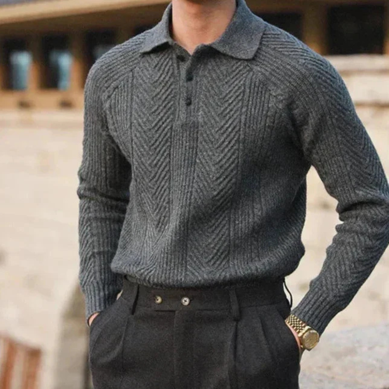 Men's Knitted Sweater Grey – Cozy Casual Knit Pullover for Winter Wear