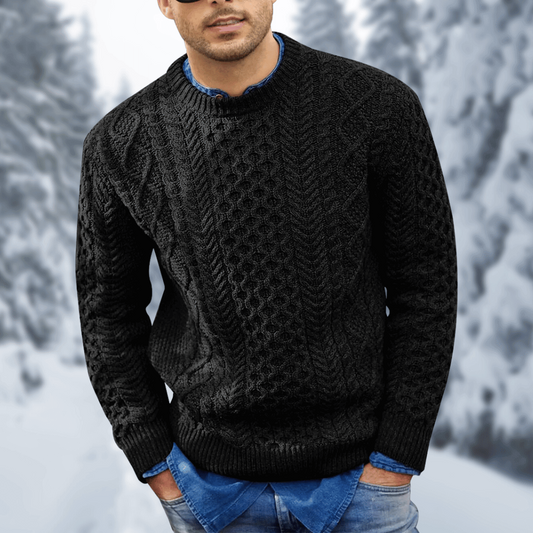 Men's Knitted Sweater Black – Stylish Warm Pullover for Casual Wear