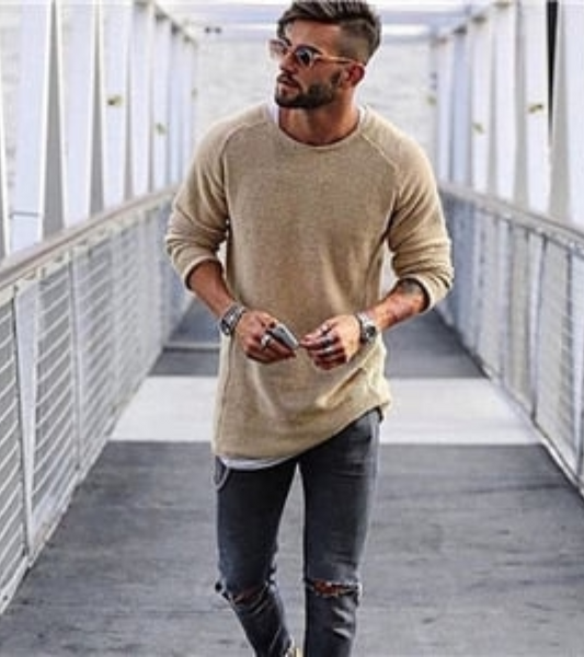 Men's Knitted Sweater – Long Casual Knit Pullover for Winter Style