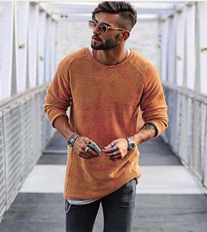 Men's Knitted Sweater – Long Casual Knit Pullover for Winter Style