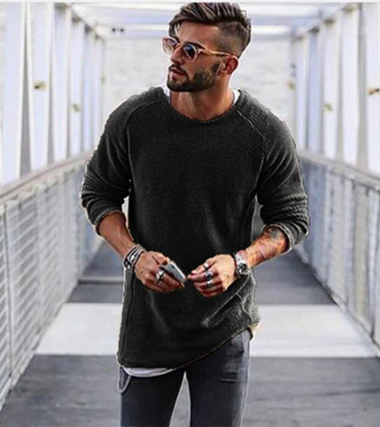 Men's Knitted Sweater – Long Casual Knit Pullover for Winter Style