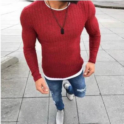 Men's Knitted Sweatshirt – Short Sleeve Casual Knit Top for Everyday Wear