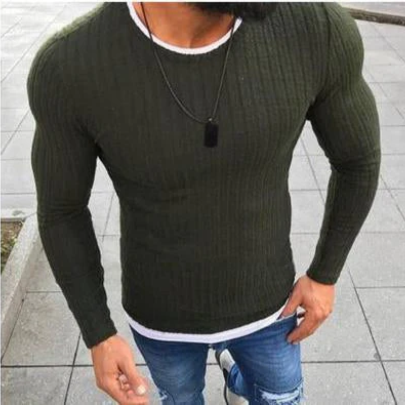 Men's Knitted Sweatshirt – Short Sleeve Casual Knit Top for Everyday Wear