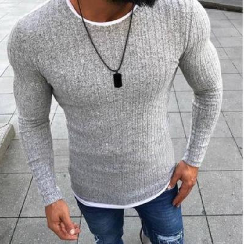 Men's Knitted Sweatshirt – Short Sleeve Casual Knit Top for Everyday Wear