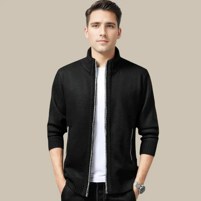 Men's Zip-Up Cardigan Grey – Stylish Knit Sweater for Casual Wear