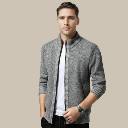 Men's Zip-Up Cardigan Grey – Stylish Knit Sweater for Casual Wear