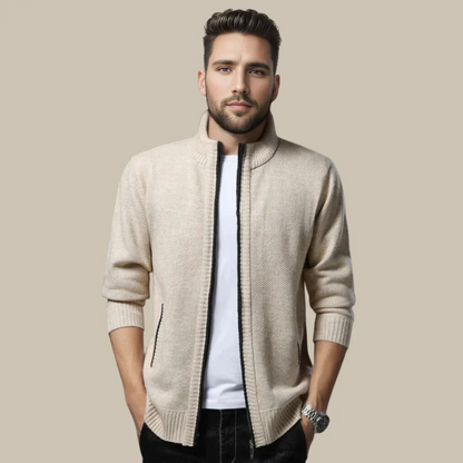 Men's Zip-Up Cardigan Grey – Stylish Knit Sweater for Casual Wear