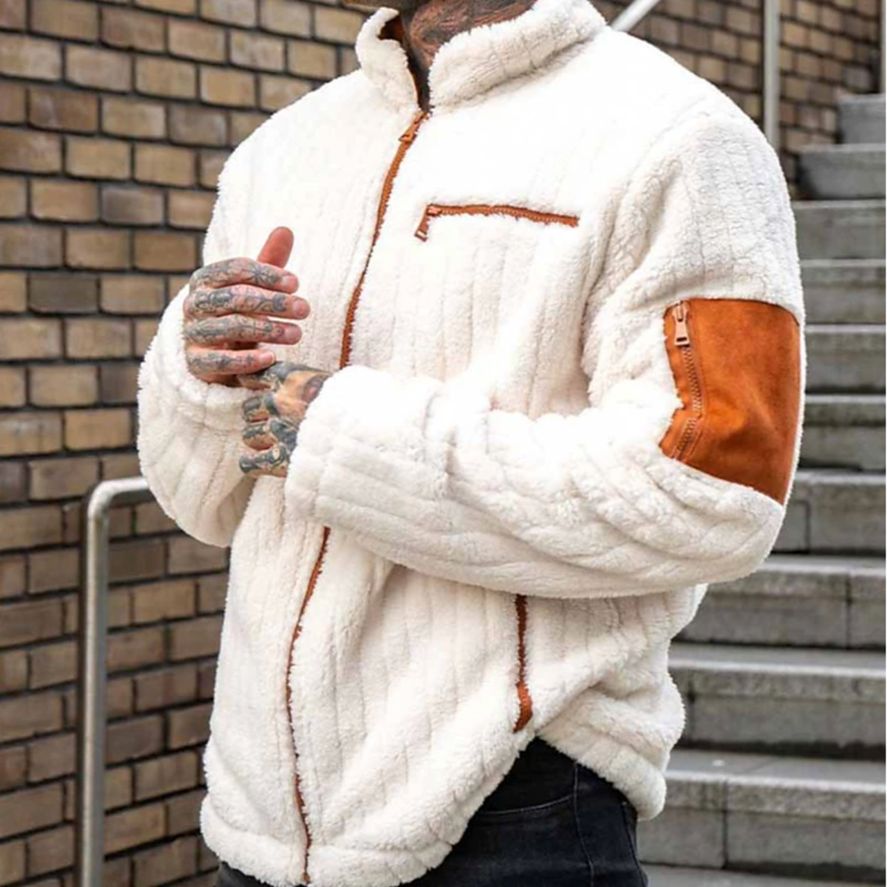 Men's Teddy Jacket Beige – Cozy Fleece Outerwear for Casual Style