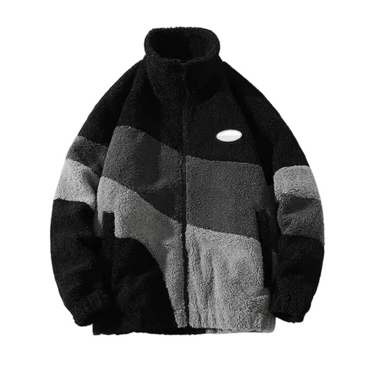 Teddy Jacket Men – Stylish Black Fleece Coat for Winter Fashion