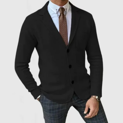 Men's Cardigan Black – Traditional Knit Sweater for Casual and Formal Wear