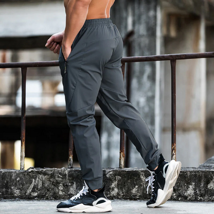 Jogging Trousers for Men – Grey Fitness Pants with Stretch Fabric and Pockets