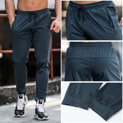 Jogging Trousers for Men – Grey Fitness Pants with Stretch Fabric and Pockets