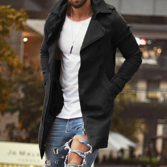 Men's Trench Coat Black – Stylish Long Jacket for Formal and Casual Wear