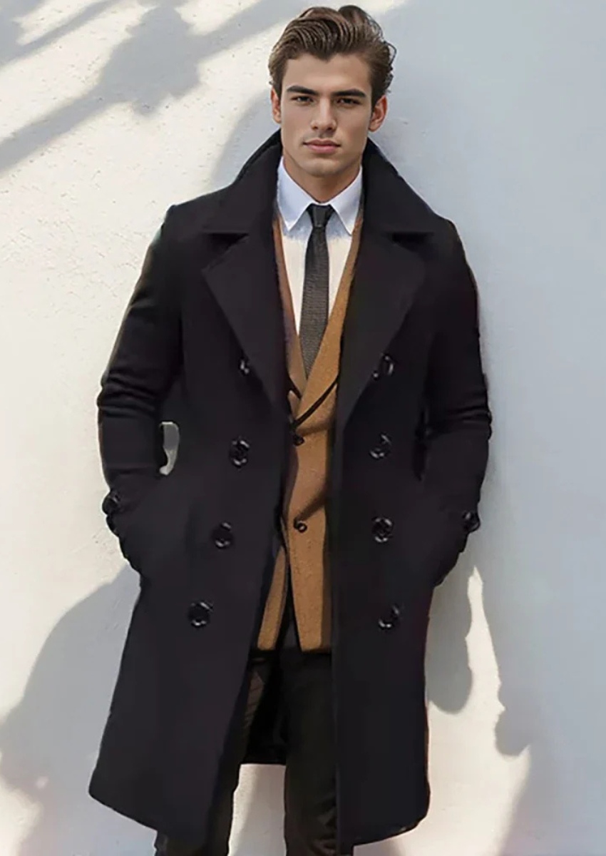 Men's Trench Coat Black – Stylish Long Jacket for Casual and Formal Wear