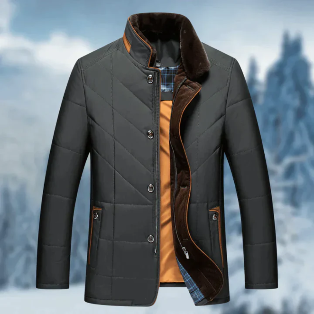 Men's Warm Winter Jacket – Quilted Insulated Coat for Cold Weather Outdoor Use