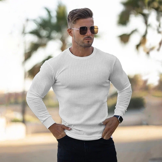 Men's White Sweatshirt – Long Sleeve Casual Pullover for Everyday Wear