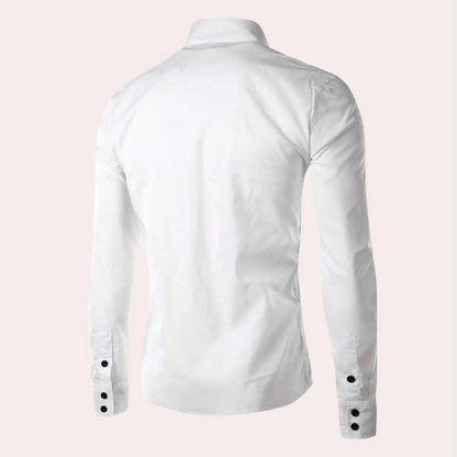 Men's Long Sleeve White Shirt – Classic Fit Dress Shirt for Business & Casual Wear