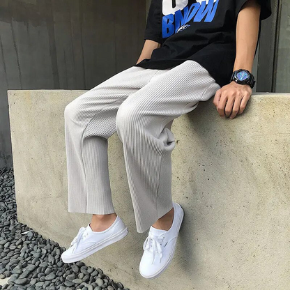 Men's Wide Trousers White – Stylish Loose Fit Pants for Casual and Formal Wear