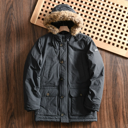 Men's Winter Parka Black – Warm Waterproof Jacket with Hood for Cold Weather