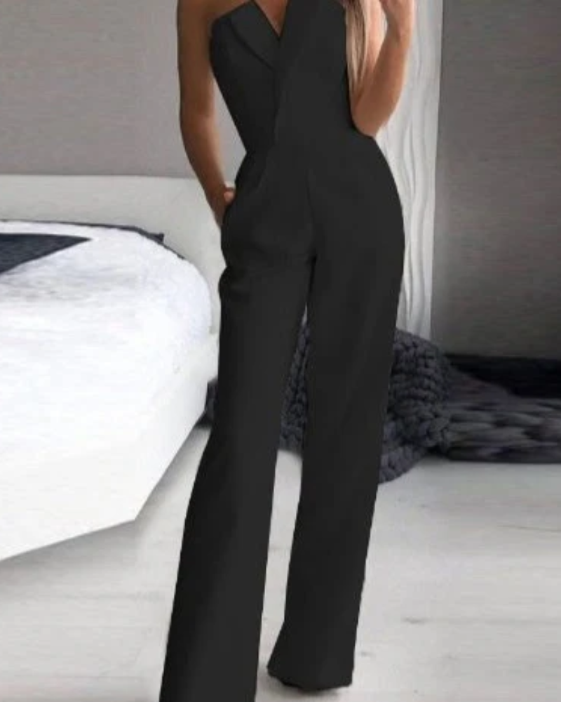 Summer Jumpsuit Women – Elegant Black Sleeveless Romper for Casual Wear