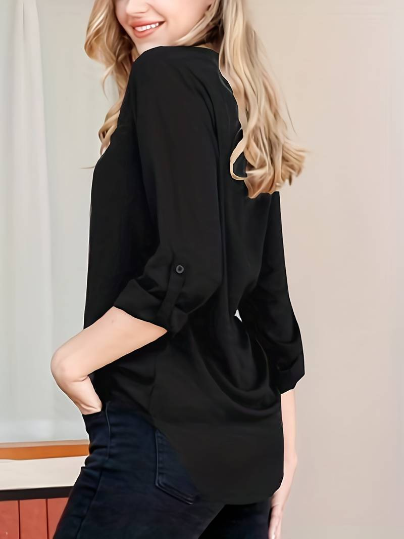 Chic Black Top for Women – Stylish Casual Blouse with Elegant Design