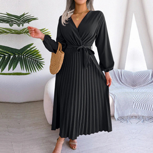 Pleated Midi Dress Formal – Elegant Women's Dress for Special Occasions