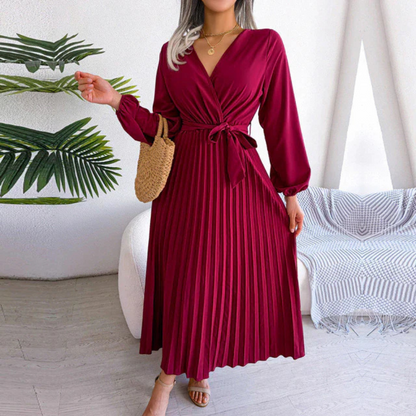 Pleated Midi Dress Formal – Elegant Women's Dress for Special Occasions