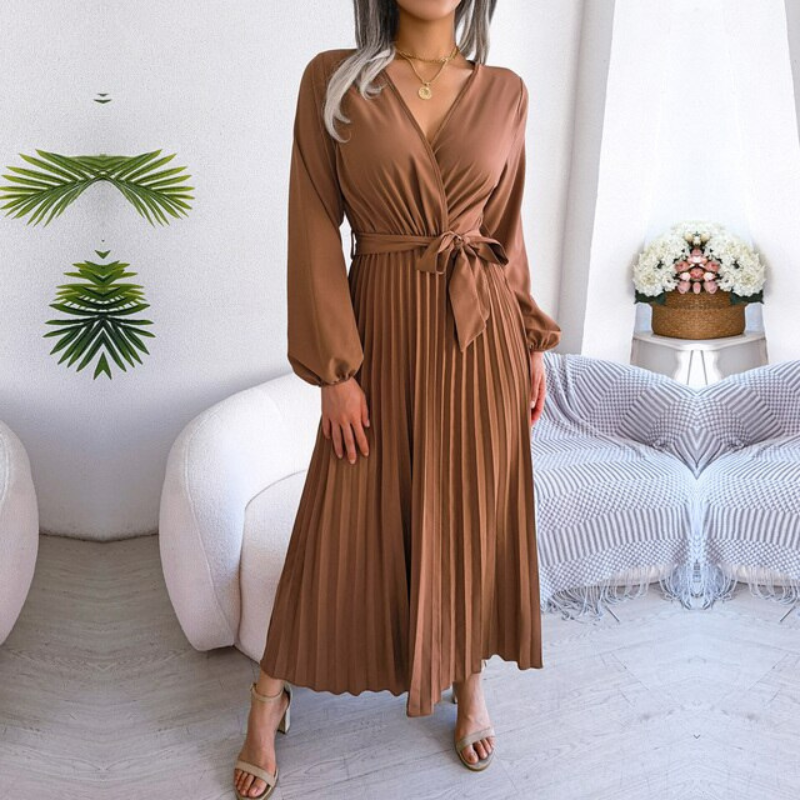 Pleated Midi Dress Formal – Elegant Women's Dress for Special Occasions