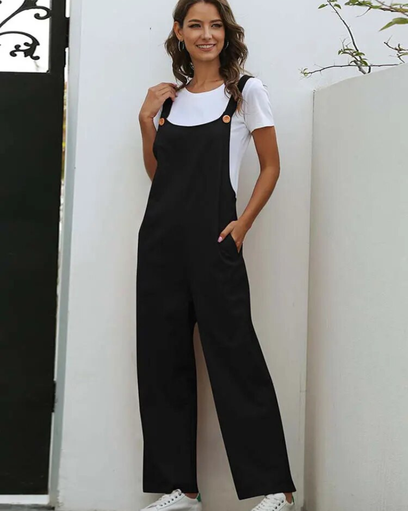 Dungarees for Women – Casual White Overalls with Adjustable Straps and Pockets