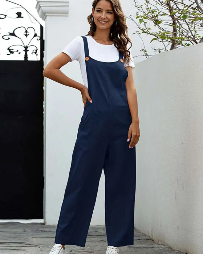 Dungarees for Women – Casual White Overalls with Adjustable Straps and Pockets