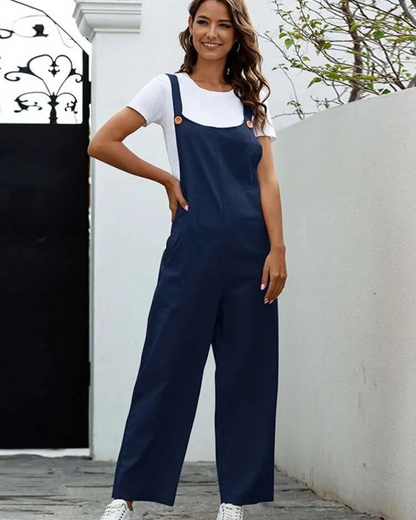 Dungarees for Women – Casual White Overalls with Adjustable Straps and Pockets